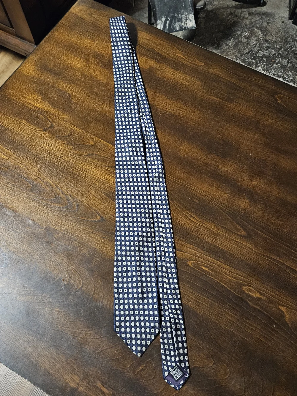 Navy Geometric Silk Tie